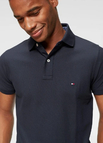 Темно-синяя футболка-поло для мужчин Tommy Hilfiger с логотипом