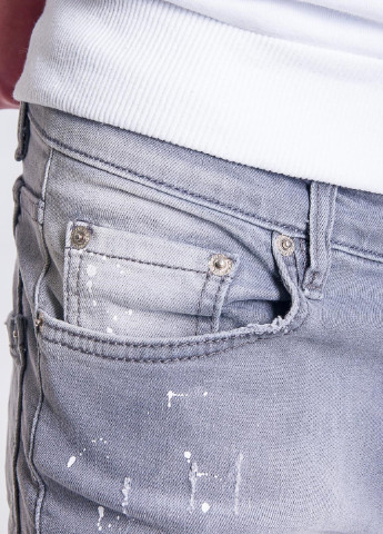 Серые демисезонные слим джинсы RePlic