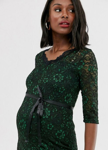 Темно-зеленое кэжуал платье для беременных Mamalicious однотонное