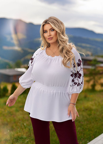 Бордовый демисезонный комплект (блуза, брюки) No Brand