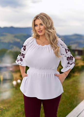 Бордовый демисезонный комплект (блуза, брюки) No Brand