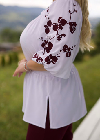 Бордовый демисезонный комплект (блуза, брюки) No Brand