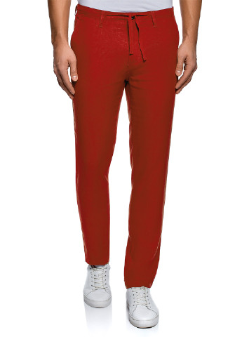Красные кэжуал летние зауженные брюки Oodji