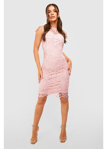 Пудрова коктейльна, святковий сукня футляр Boohoo однотонна