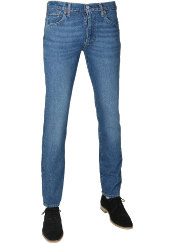Джинси Levi's завужені однотонні блакитні джинсові бавовна