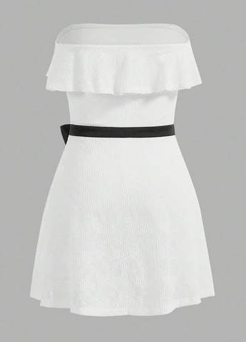 Белое кэжуал платье SHEIN однотонное