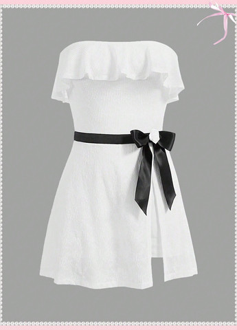 Белое кэжуал платье SHEIN однотонное