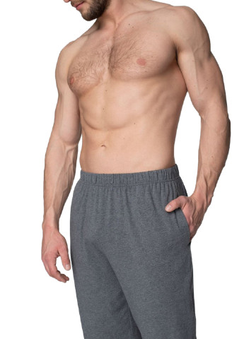 Пижама (лонгслив, брюки) Key лонгслив + брюки полоска серая домашняя хлопок