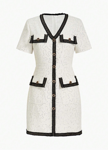 Белое кэжуал платье рубашка SHEIN однотонное