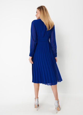 Синя кежуал сукня на запах, плісована Mohito однотонна