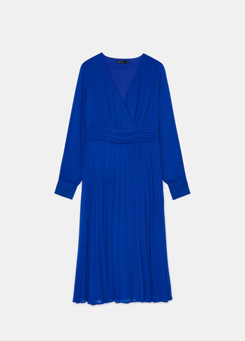 Синя кежуал сукня на запах, плісована Mohito однотонна