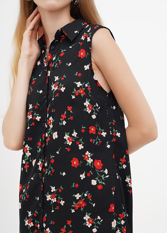 Черное кэжуал платье рубашка Terranova с цветочным принтом