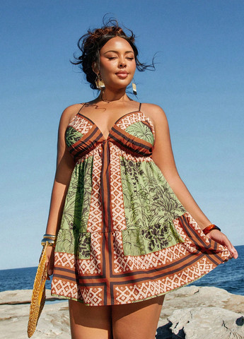 Зелена кежуал сукня SHEIN з орнаментом