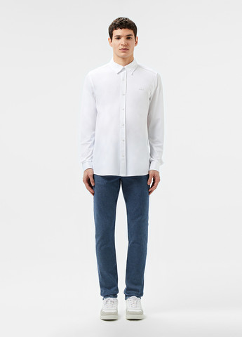 Белая классическая, кэжуал рубашка однотонная Lacoste