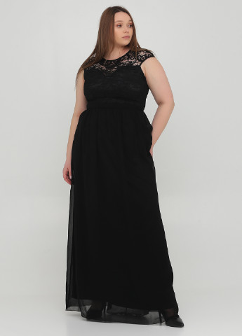 Черное вечернее платье с открытой спиной Sistaglam однотонное