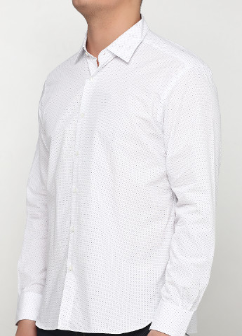 Белая кэжуал рубашка в горошек Massimo Dutti с длинным рукавом