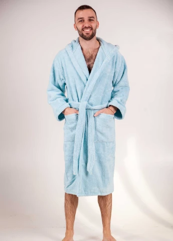 Халат махровий Bella, MicroCotton, однобарвний, блакитний, розмір XL (3800980994675) Bulgaria-Tex (251707685)