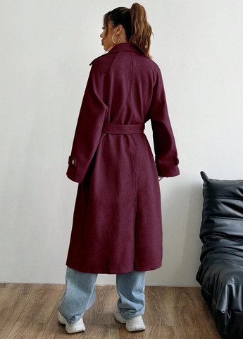 Сливове демісезонне Пальто однобортне SHEIN