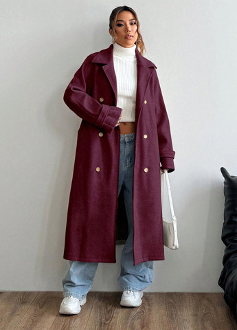 Сливове демісезонне Пальто однобортне SHEIN