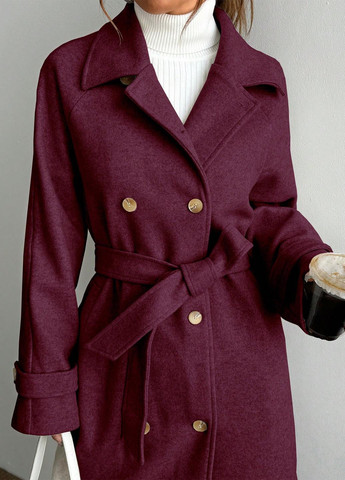 Сливове демісезонне Пальто однобортне SHEIN