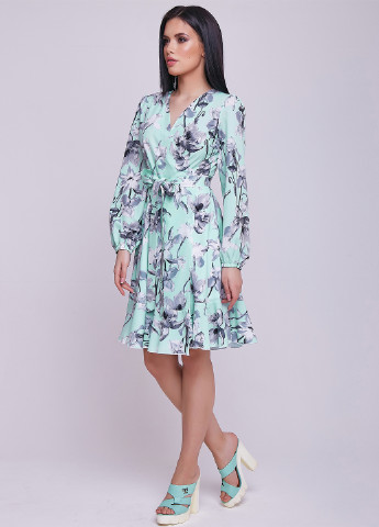 Бирюзовое кэжуал платье ST-Seventeen с цветочным принтом