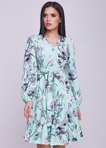 Бирюзовое кэжуал платье ST-Seventeen с цветочным принтом