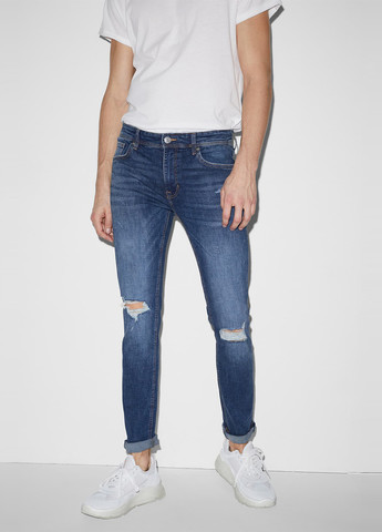 Синие демисезонные зауженные джинсы C&A