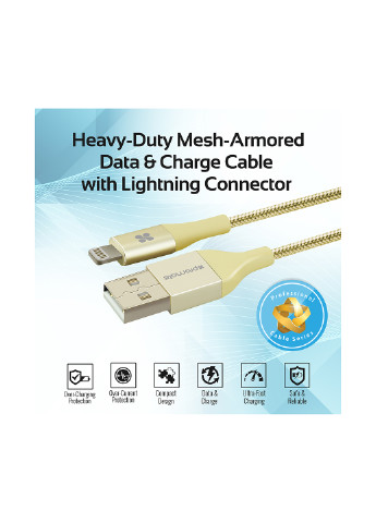 Кабель синхронизации Lightning gold 1,2 м Promate cable-ltf (132665964)