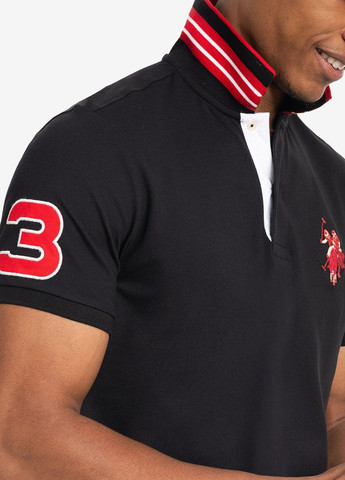 Черная футболка-поло для мужчин U.S. Polo Assn. однотонная