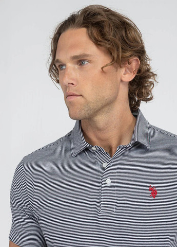 Черная футболка-поло для мужчин U.S. Polo Assn. в полоску