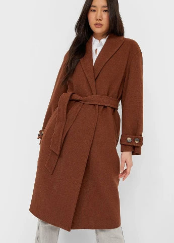 Коричневое демисезонное Пальто Stradivarius
