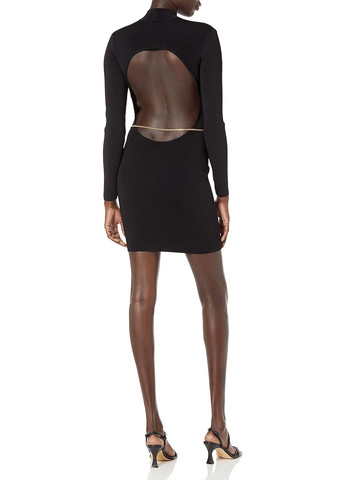 Черное кэжуал, коктейльное платье с открытой спиной, платье-водолазка Guess однотонное
