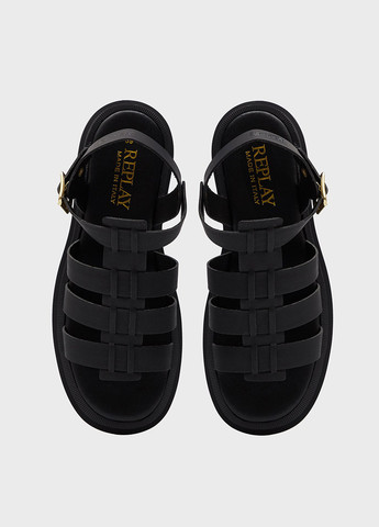 Черные босоножки Replay с ремешком с логотипом