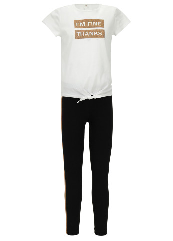 Белый летний комплект(футболка, брюки) DeFacto