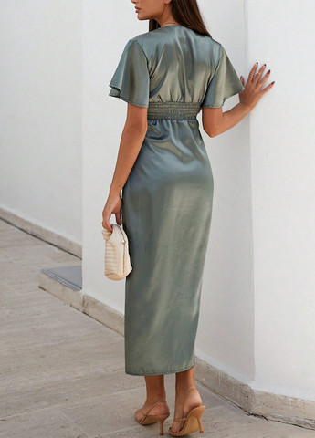 Сіро-зелена кежуал сукня SHEIN однотонна