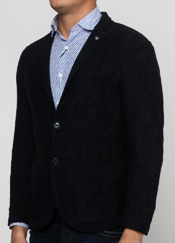 Пиджак Massimo Dutti однотонный тёмно-синий кэжуал хлопок