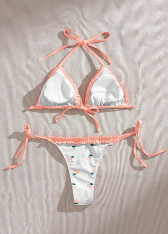 Білий літній купальник (ліф, трусики) бікіні, роздільний SHEIN