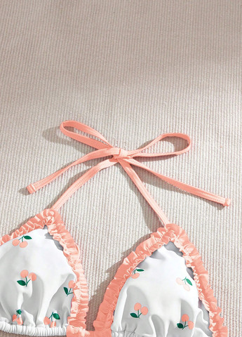 Білий літній купальник (ліф, трусики) бікіні, роздільний SHEIN