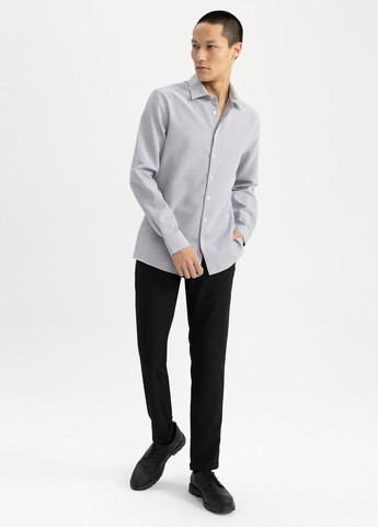 Светло-серая кэжуал рубашка меланж DeFacto