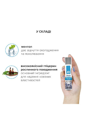 Охолоджувальне мастило на водній основі H2O COOLING (60 мл) з ментолом, рослинний гліцерин System JO (255073299)