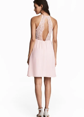 Розовое кэжуал платье H&M однотонное