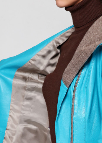 Голубая демисезонная куртка кожаная Miletos