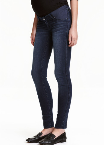 Темно-синие демисезонные зауженные джинсы для беременых H&M