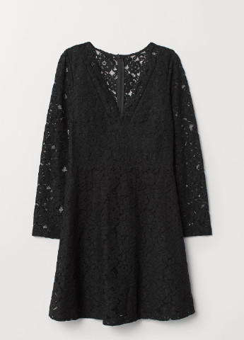 Черное вечернее платье кружевное H&M однотонное