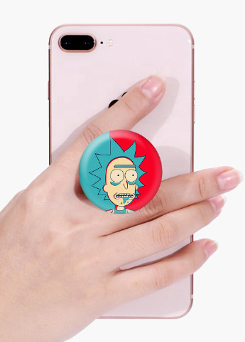 Попсокет (Popsockets) тримач для смартфону Рік і Морті (Rick and Morty) (8754-2689) Чорний MobiPrint (221548573)