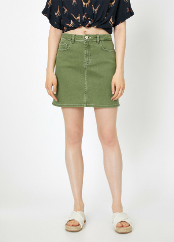 Оливковая (хаки) джинсовая юбка KOTON