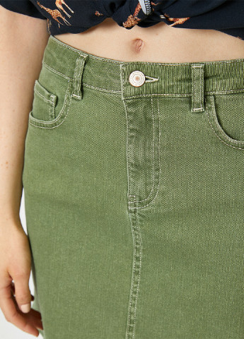 Оливковая (хаки) джинсовая юбка KOTON