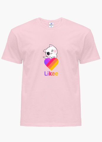 Рожева демісезонна футболка дитяча лайк котик (likee cat) (9224-1595) MobiPrint