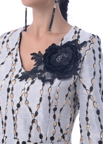 Сіра коктейльна сукня а-силует Iren Klairie з квітковим принтом