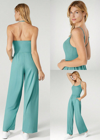 Комбинезон SHEIN комбинезон-брюки однотонный бирюзовый спортивный модал